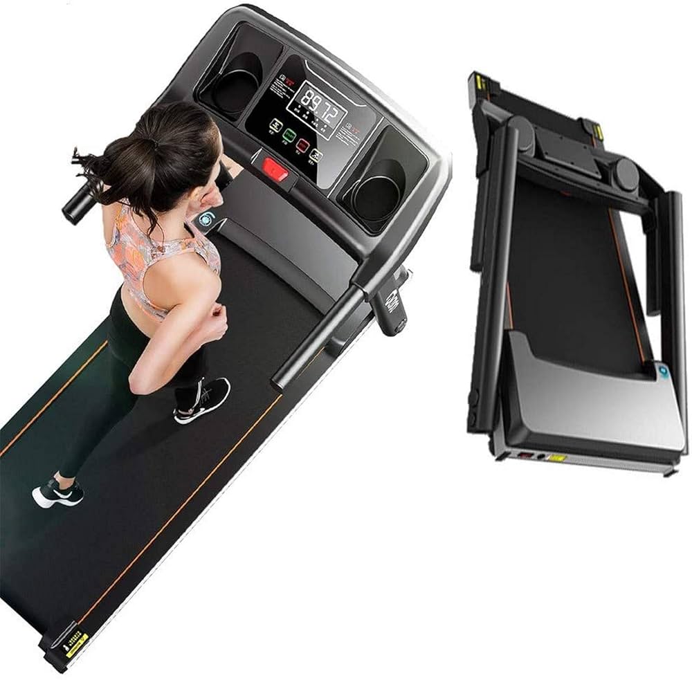 折りたたみ式トレッドミル 家庭用省スペース-ブラック Amazon | ルームランナー-AXEFIT 傾斜付きトレッドミル 家庭用